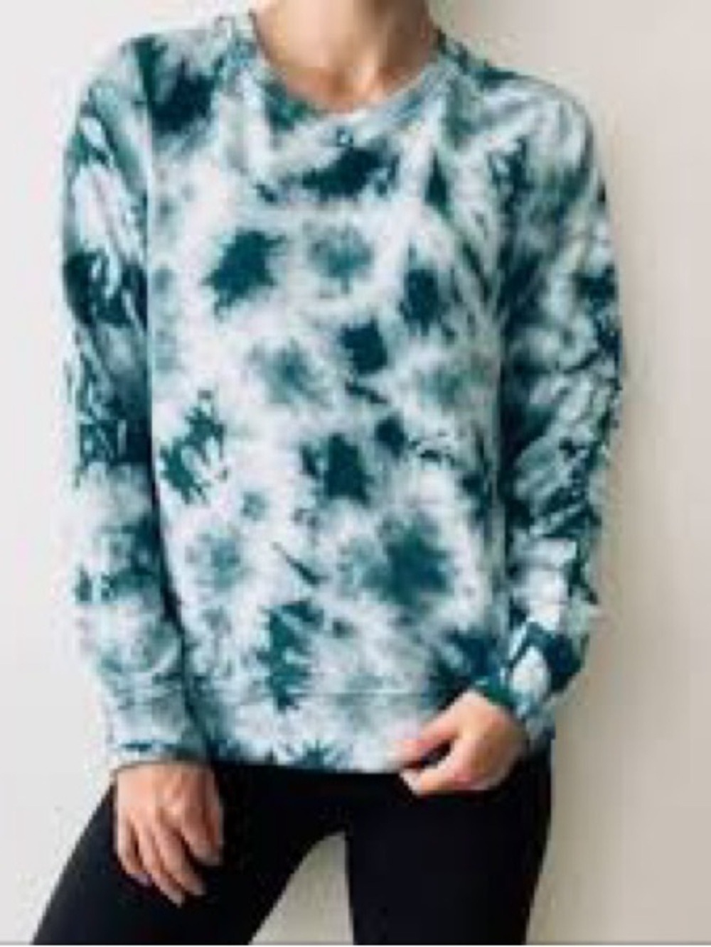 Athleta Sundown Tie-Dye‎ Crew Neck Sweatshirt Dark Teal Small